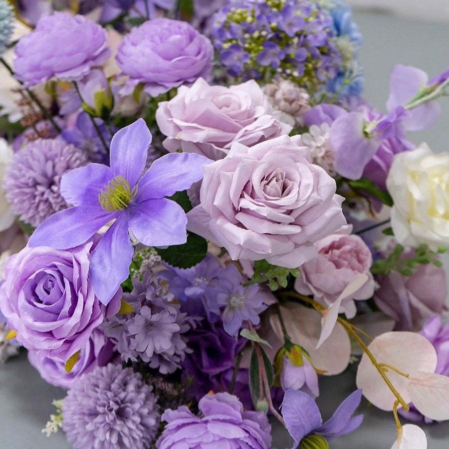 Purple Artificial Table Flower Row L90inch x W16inch