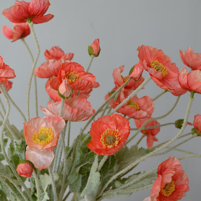 23" Faux Poppy Flower Set of 6