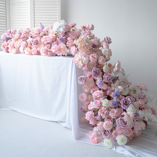 Pink Artificial Table Flower Row L90inch x W16inch