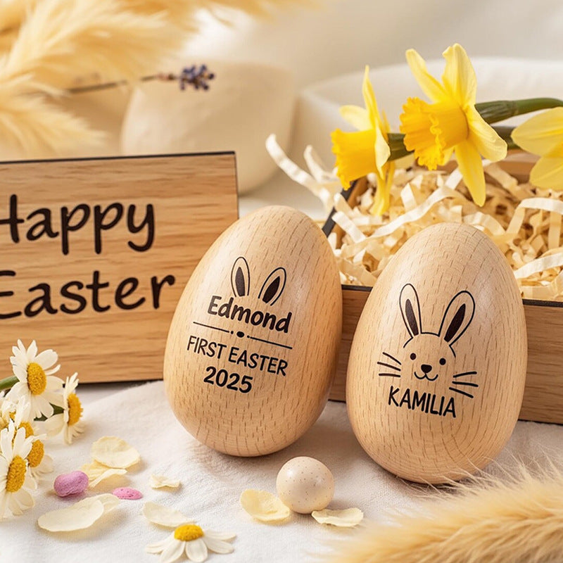 Custom Wooden Egg Shaker Easter Kids Gift