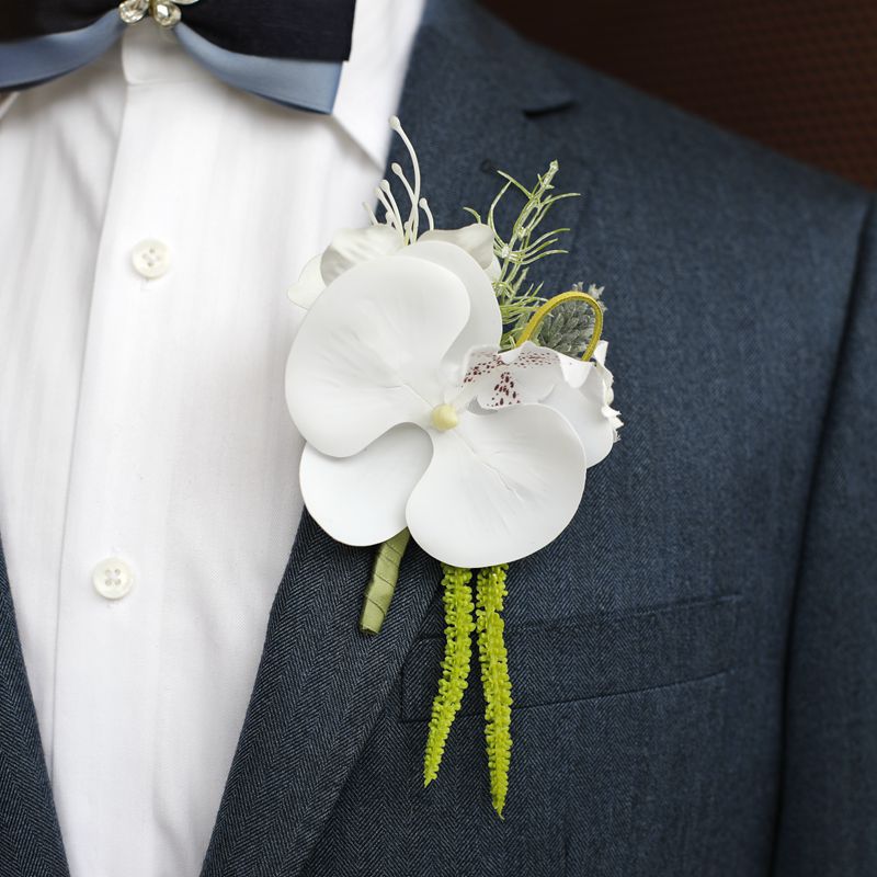 White Rose Corsage, Artificial Flower Corsage, Wedding Ceremony, Anniversary Ball, Formal Dinner Corsage