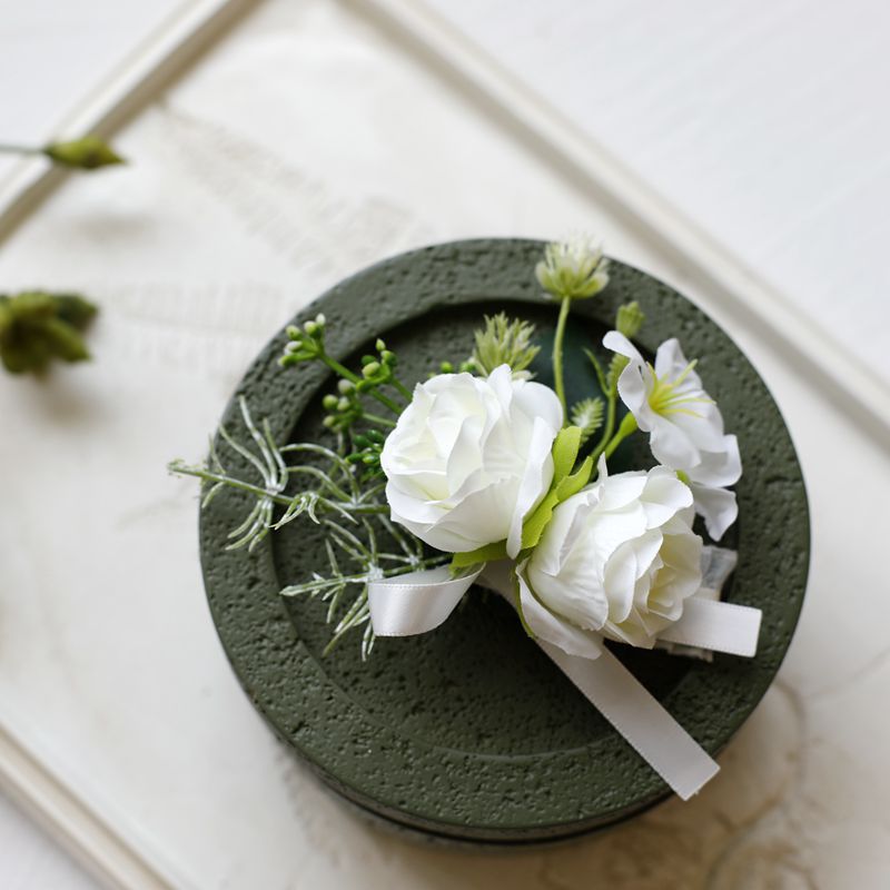 White Rose Corsage, Artificial Flower Corsage, Wedding Ceremony, Anniversary Ball, Formal Dinner Corsage