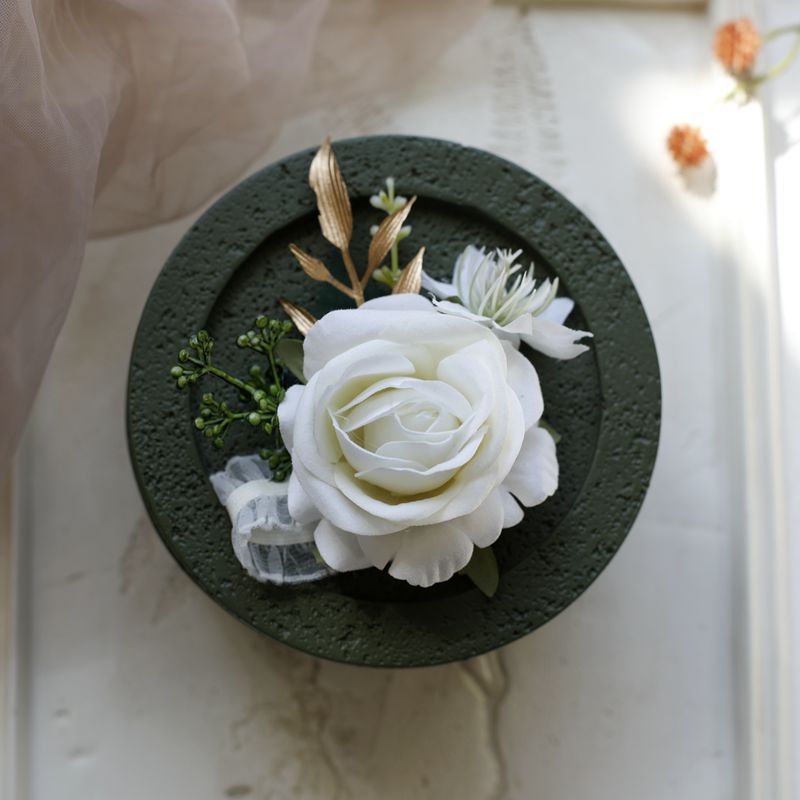 White Rose Corsage, Artificial Flower Corsage, Wedding Ceremony, Anniversary Ball, Formal Dinner Corsage