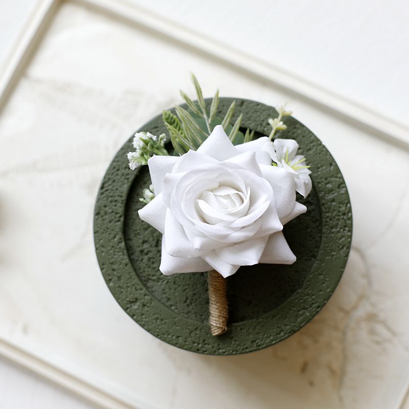 White Rose Corsage, Artificial Flower Corsage, Wedding Ceremony, Anniversary Ball, Formal Dinner Corsage