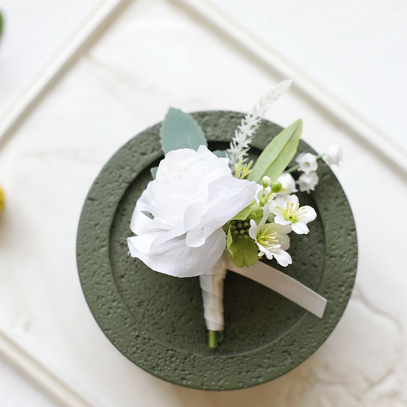 White Rose Corsage, Artificial Flower Corsage, Wedding Ceremony, Anniversary Ball, Formal Dinner Corsage