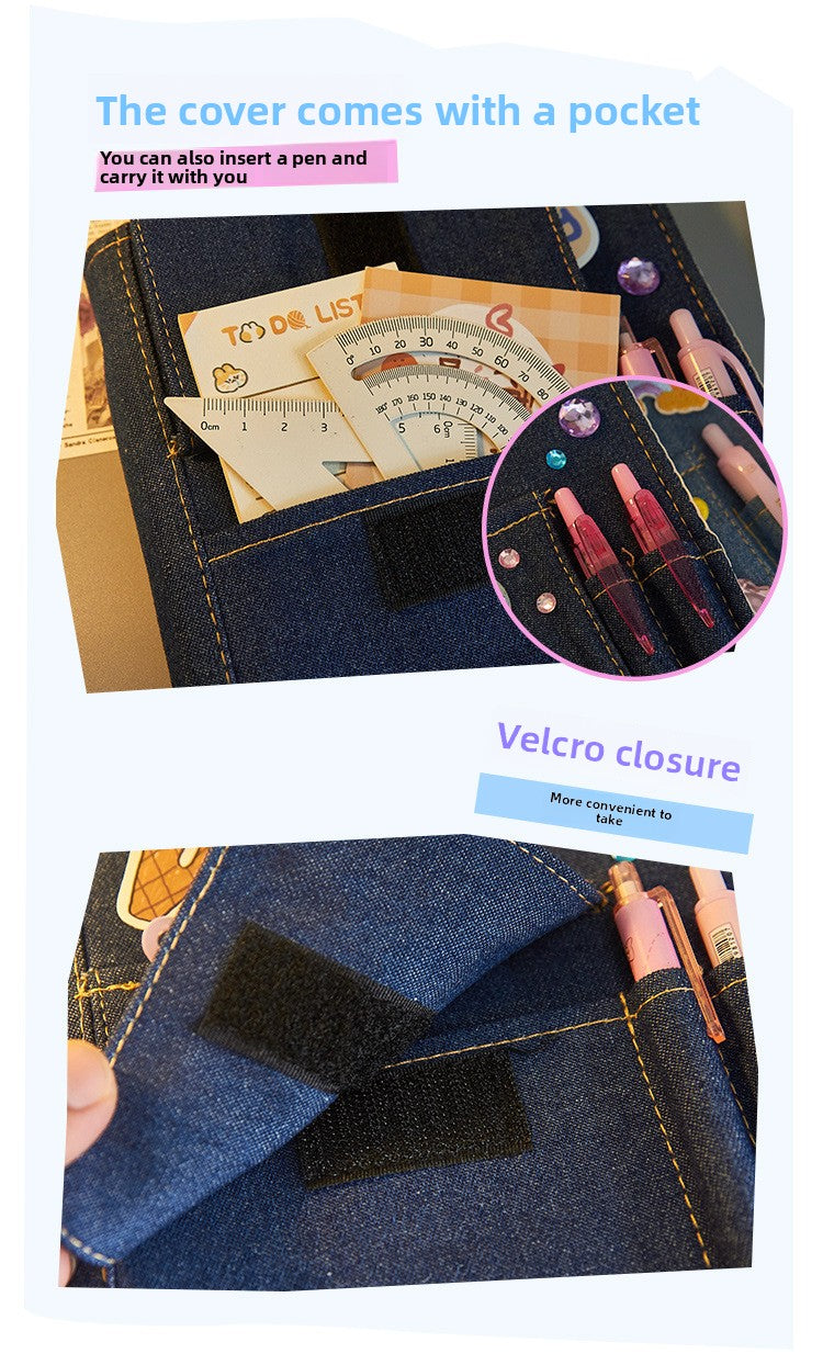 Retro Denim Cover Four-Panel Notebook
