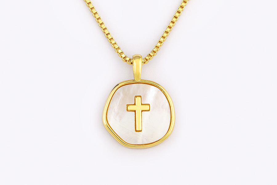 18-carat gold-plated enamel cross pendant necklace—“Love the LORD your God with all your heart and with all your soul and with all your strength. (Deuteronomy6:5 NIV)“