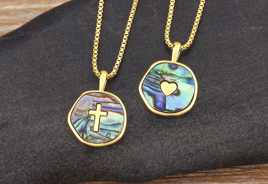 18-carat gold-plated enamel cross pendant necklace—“Love the LORD your God with all your heart and with all your soul and with all your strength. (Deuteronomy6:5 NIV)“