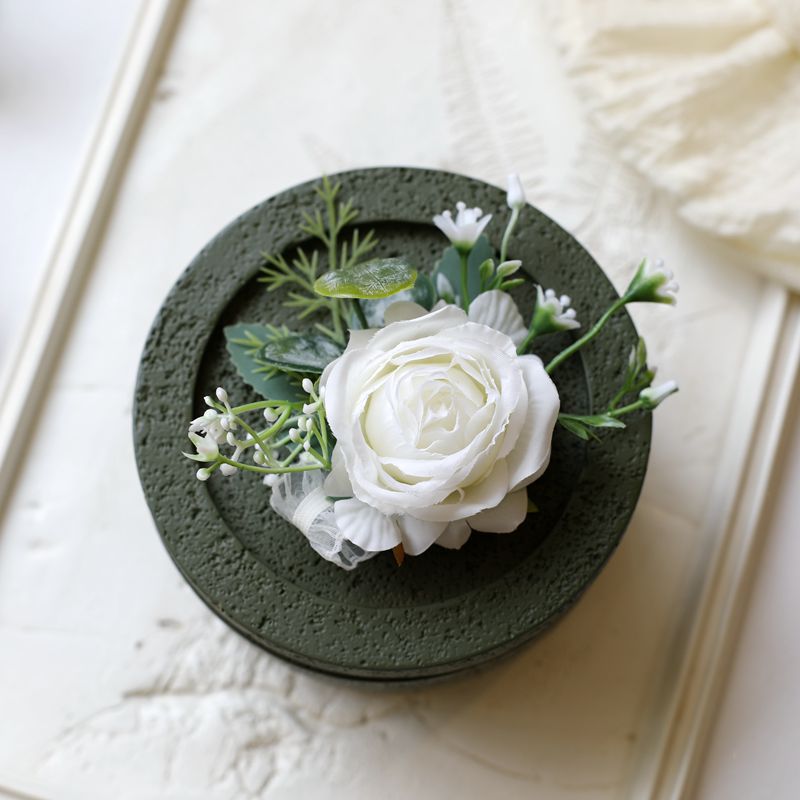 White Rose Corsage, Artificial Flower Corsage, Wedding Ceremony, Anniversary Ball, Formal Dinner Corsage