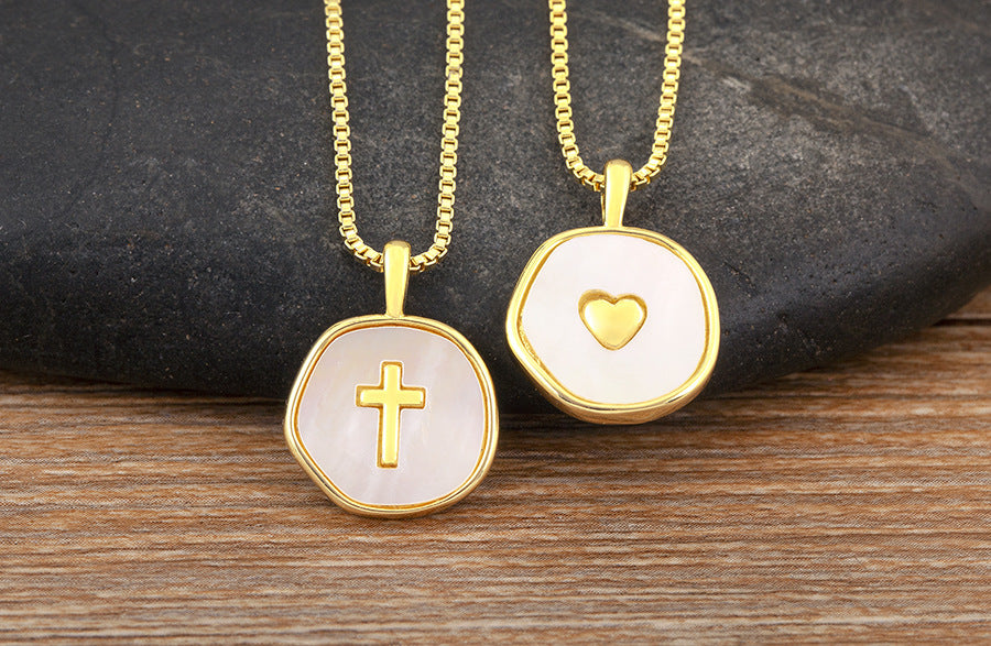 18-carat gold-plated enamel cross pendant necklace—“Love the LORD your God with all your heart and with all your soul and with all your strength. (Deuteronomy6:5 NIV)“