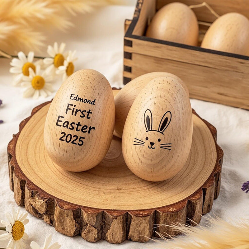 Custom Wooden Egg Shaker Easter Kids Gift