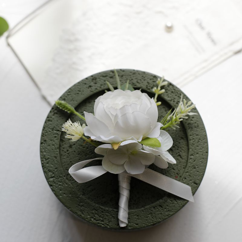 White Rose Corsage, Artificial Flower Corsage, Wedding Ceremony, Anniversary Ball, Formal Dinner Corsage