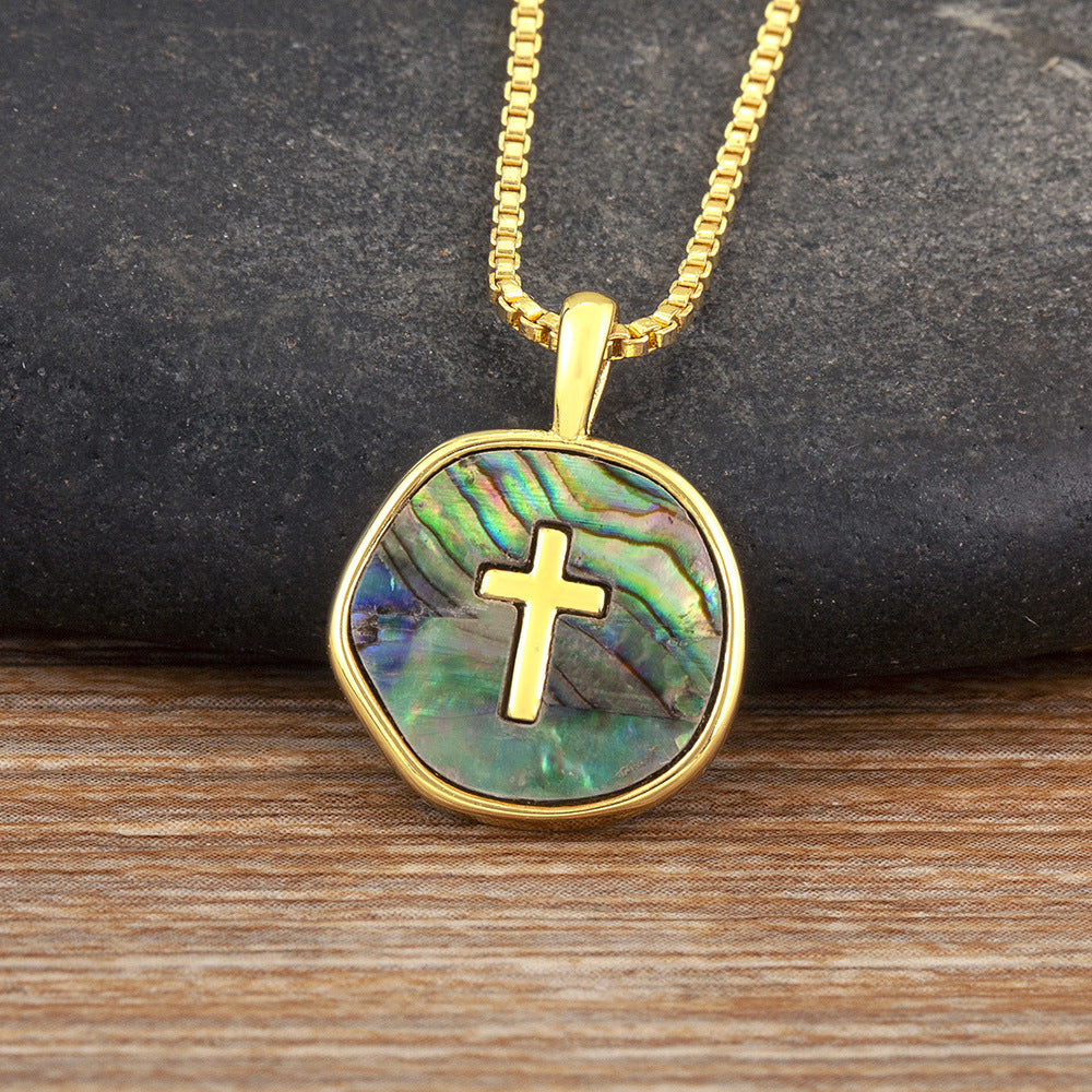 18-carat gold-plated enamel cross pendant necklace—“Love the LORD your God with all your heart and with all your soul and with all your strength. (Deuteronomy6:5 NIV)“