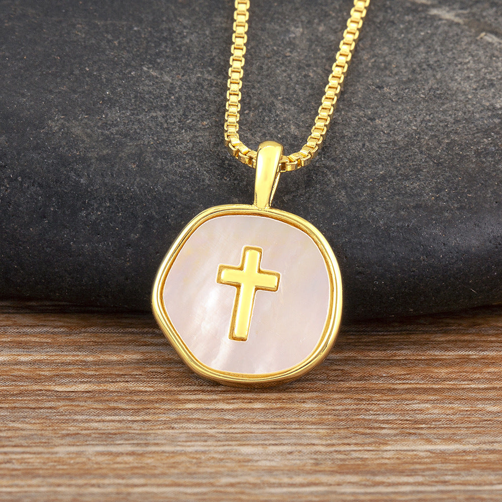 18-carat gold-plated enamel cross pendant necklace—“Love the LORD your God with all your heart and with all your soul and with all your strength. (Deuteronomy6:5 NIV)“