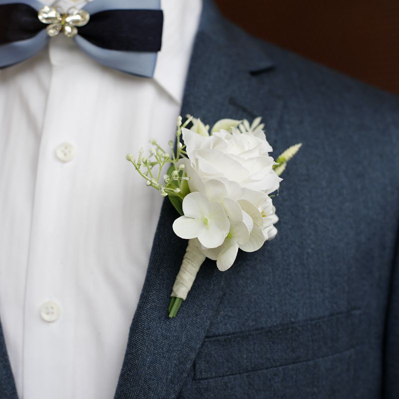 White Rose Corsage, Artificial Flower Corsage, Wedding Ceremony, Anniversary Ball, Formal Dinner Corsage