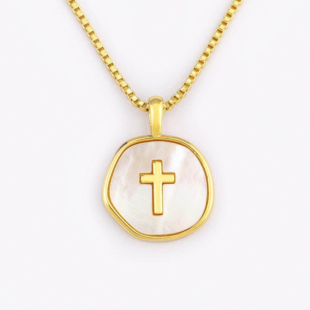 18-carat gold-plated enamel cross pendant necklace—“Love the LORD your God with all your heart and with all your soul and with all your strength. (Deuteronomy6:5 NIV)“