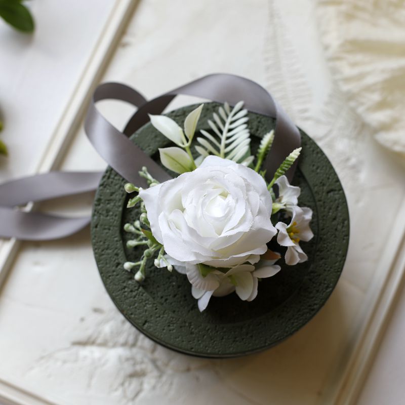 White Rose Corsage, Artificial Flower Corsage, Wedding Ceremony, Anniversary Ball, Formal Dinner Corsage