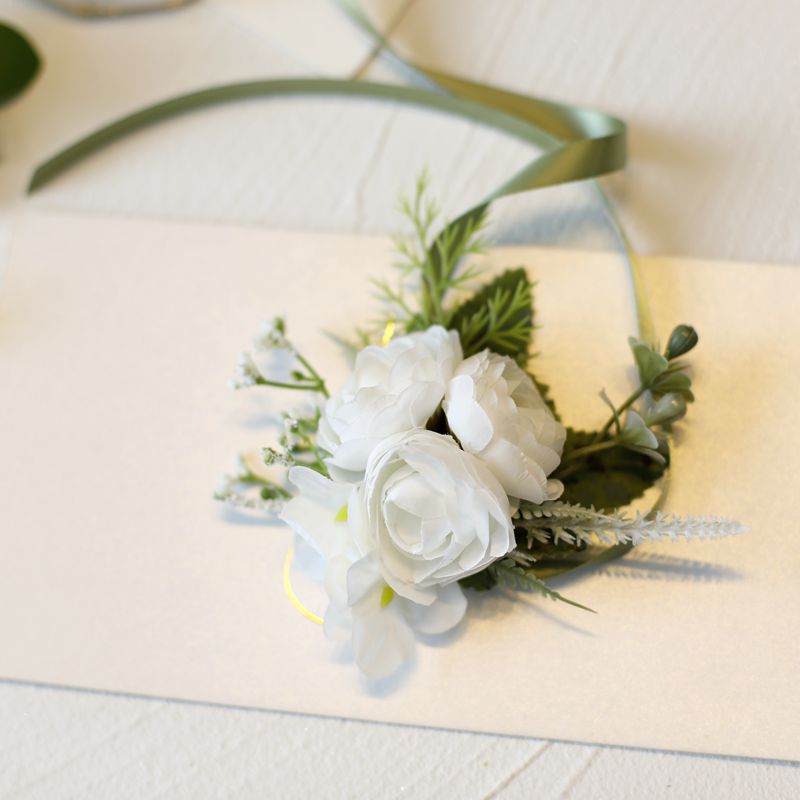 White Rose Corsage, Artificial Flower Corsage, Wedding Ceremony, Anniversary Ball, Formal Dinner Corsage