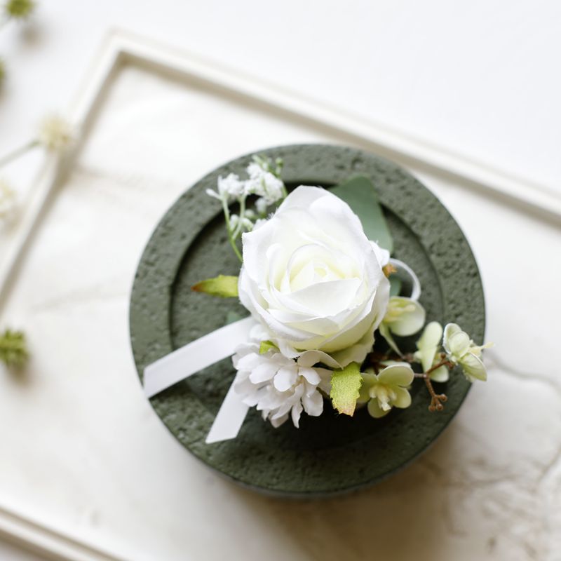 White Rose Corsage, Artificial Flower Corsage, Wedding Ceremony, Anniversary Ball, Formal Dinner Corsage