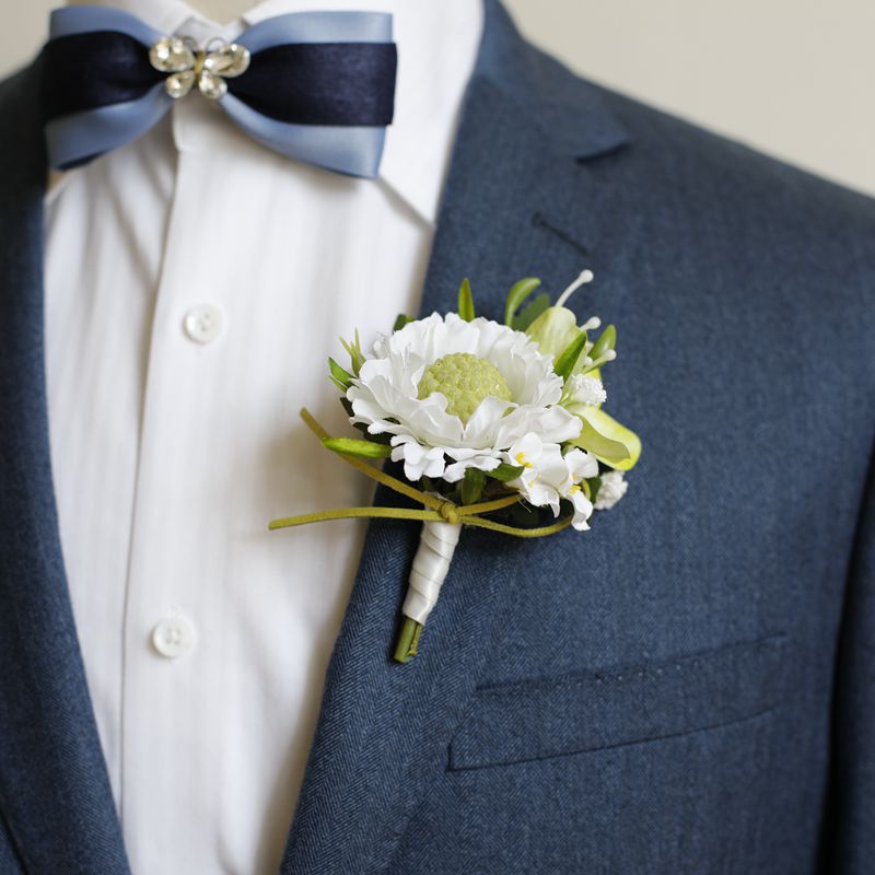 White Rose Corsage, Artificial Flower Corsage, Wedding Ceremony, Anniversary Ball, Formal Dinner Corsage
